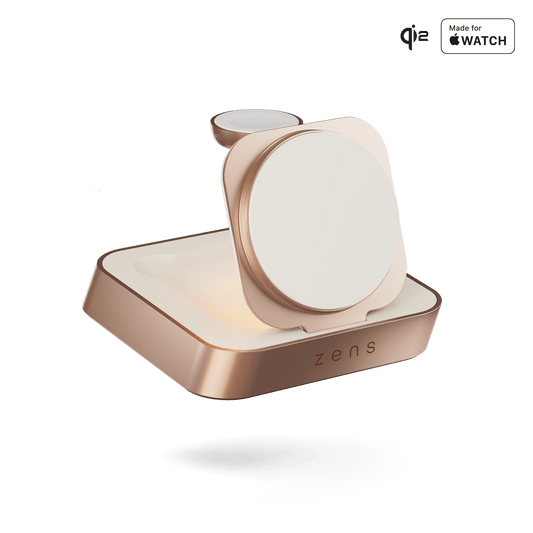 ZENS Nightstand Charger Pro 2 - ładowarka bezprzewodowa Qi2 15W do dwóch urządzeń kompatybilna z MagSafe miedziana