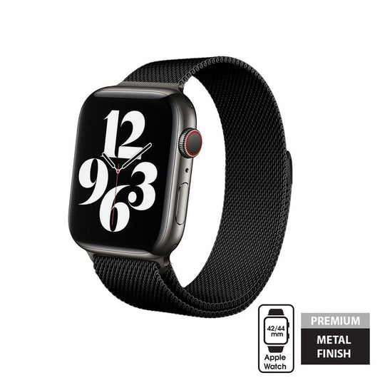Crong Milano Steel - Pasek ze stali nierdzewnej Apple Watch 44 45 46 49 mm czarny
