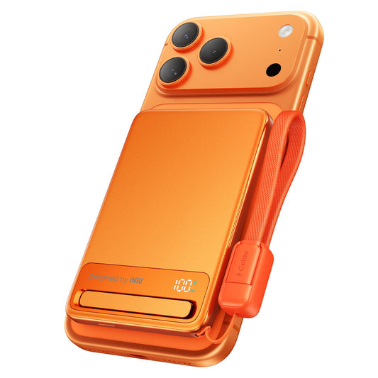 INIU Powerbank MagPro Slim - magnetyczny powerbank bezprzewodowy 5000mAh pomarańczowy