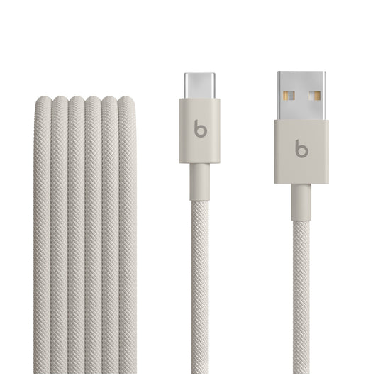 Pleciony przewód Beats USB‑A do USB‑C (1,5 m) — Błyskawiczny beż