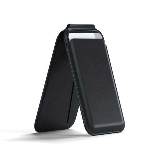 Satechi Vegan-Leather Wallet Stand - portfel i podstawka do iPhone'a z wegańskiej skóry kompatybilny z MagSafe czarny