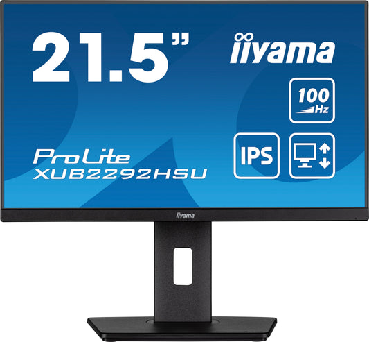 IIYAMA Monitor 21,5" ProLite IPS, 100Hz, FreeSync, PIVOT, 0.4ms, HDMI, DP, 4xUSB 3.2, 2x2W, HAS(150mm) czarny