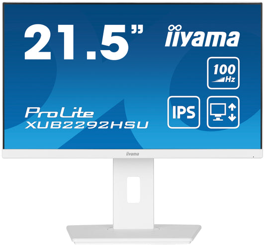 IIYAMA Monitor 21,5" ProLite IPS, 100Hz, FreeSync, PIVOT, 0.4ms, HDMI, DP, 4xUSB 3.2, 2x2W, HAS (150mm) biały