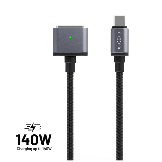 Kabel do ładowania w oplocie FIXED USB-C MagSafe 3, 2m, 140W szary