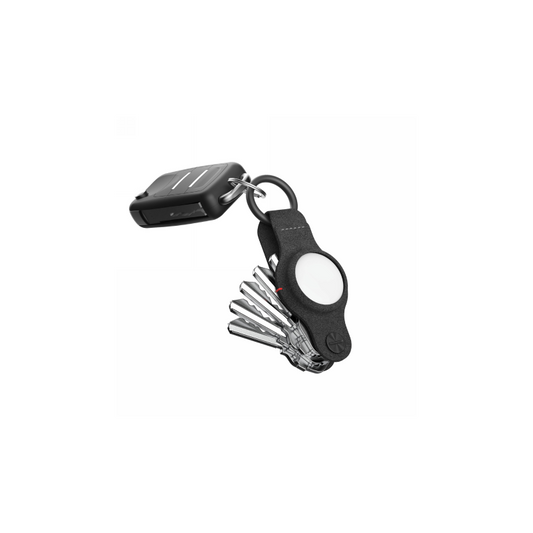 KeySmart Air - organizer do kluczy z etui na AirTag wykonany ze skóry wegańskiej czarny