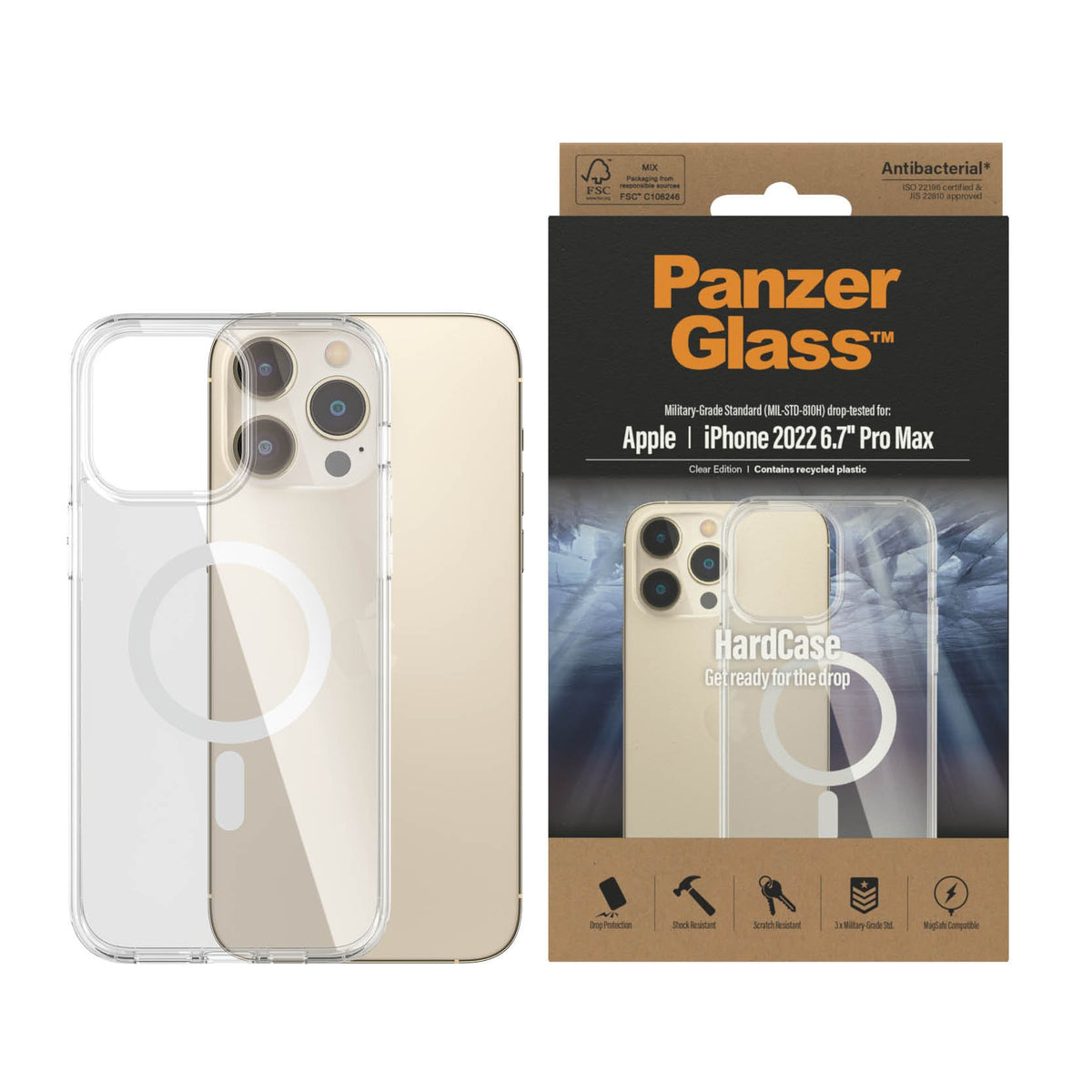 Etui PanzerGlass HardCase z Magsafe i powłoką antybakteryjną do iPhone 14 Pro Max transparentne