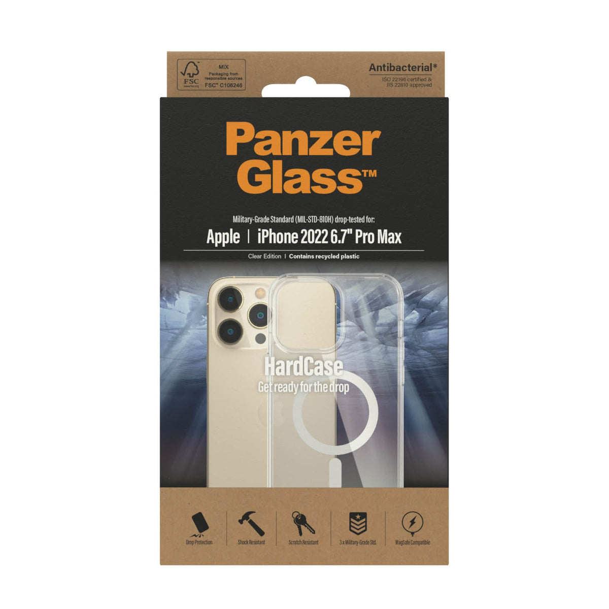 Etui PanzerGlass HardCase z Magsafe i powłoką antybakteryjną do iPhone 14 Pro Max transparentne