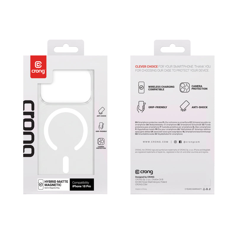 Etui Crong Hybrid Matte Magnetic MagSafe iPhone 18 Pro / 17 Pro białe