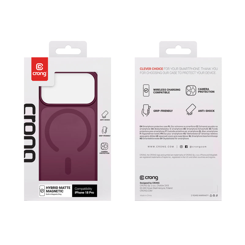 Etui Crong Hybrid Matte Magnetic MagSafe iPhone 18 Pro / 17 Pro burgundowe