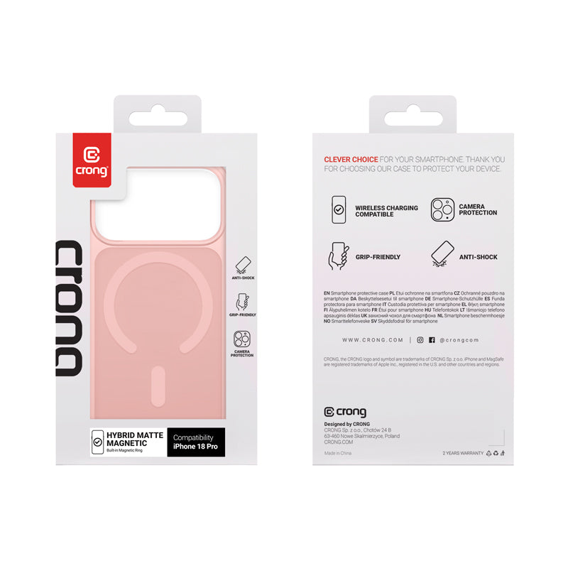 Etui Crong Hybrid Matte Magnetic MagSafe iPhone 18 Pro / 17 Pro różowe