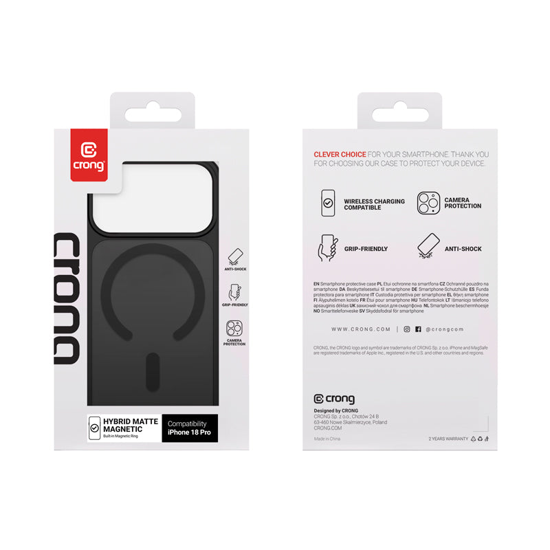 Etui Crong Hybrid Matte Magnetic MagSafe iPhone 18 Pro / 17 Pro czarne