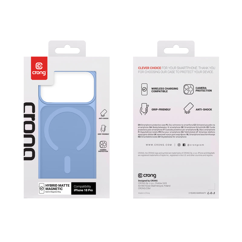 Etui Crong Hybrid Matte Magnetic MagSafe iPhone 18 Pro / 17 Pro niebieskie