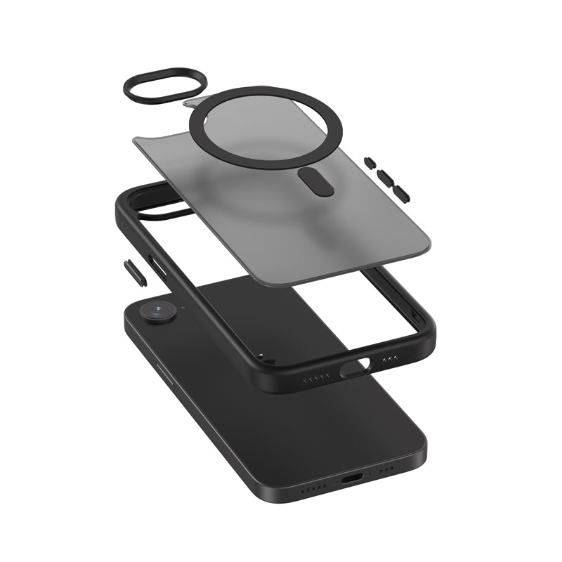 Etui Crong Hybrid Frost MAG Cover MagSafe - iPhone 16e czarne