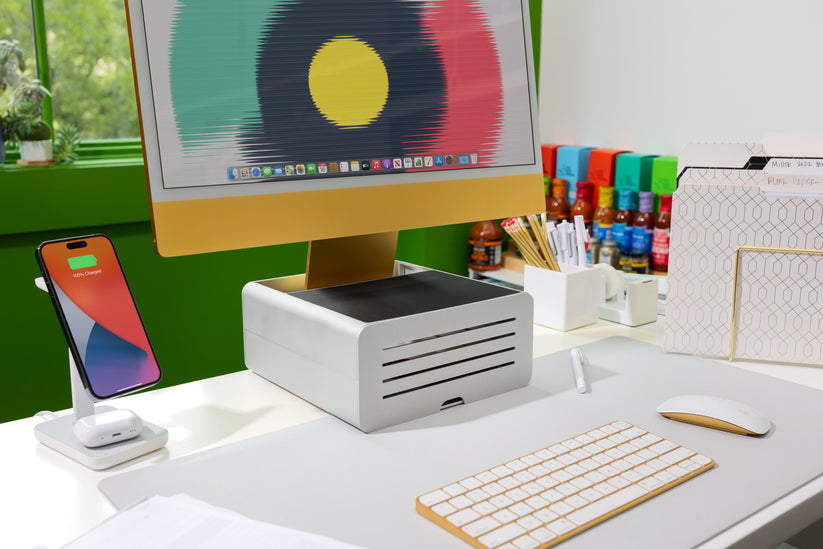 Twelve South HiRise Pro - aluminiowa podstawka do iMac i Apple Studio Display ze schowkiem srebrna
