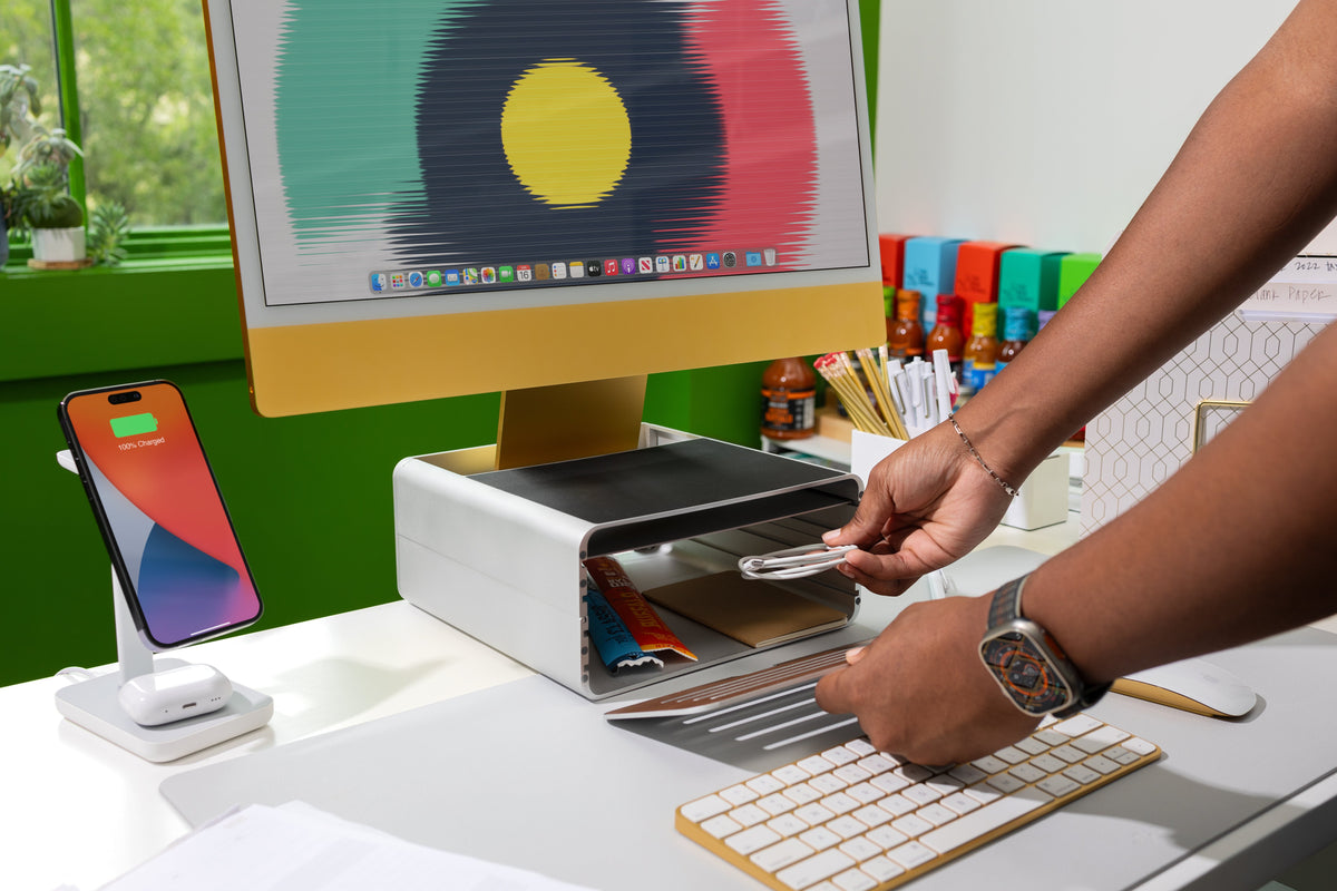 Twelve South HiRise Pro - aluminiowa podstawka do iMac i Apple Studio Display ze schowkiem srebrna