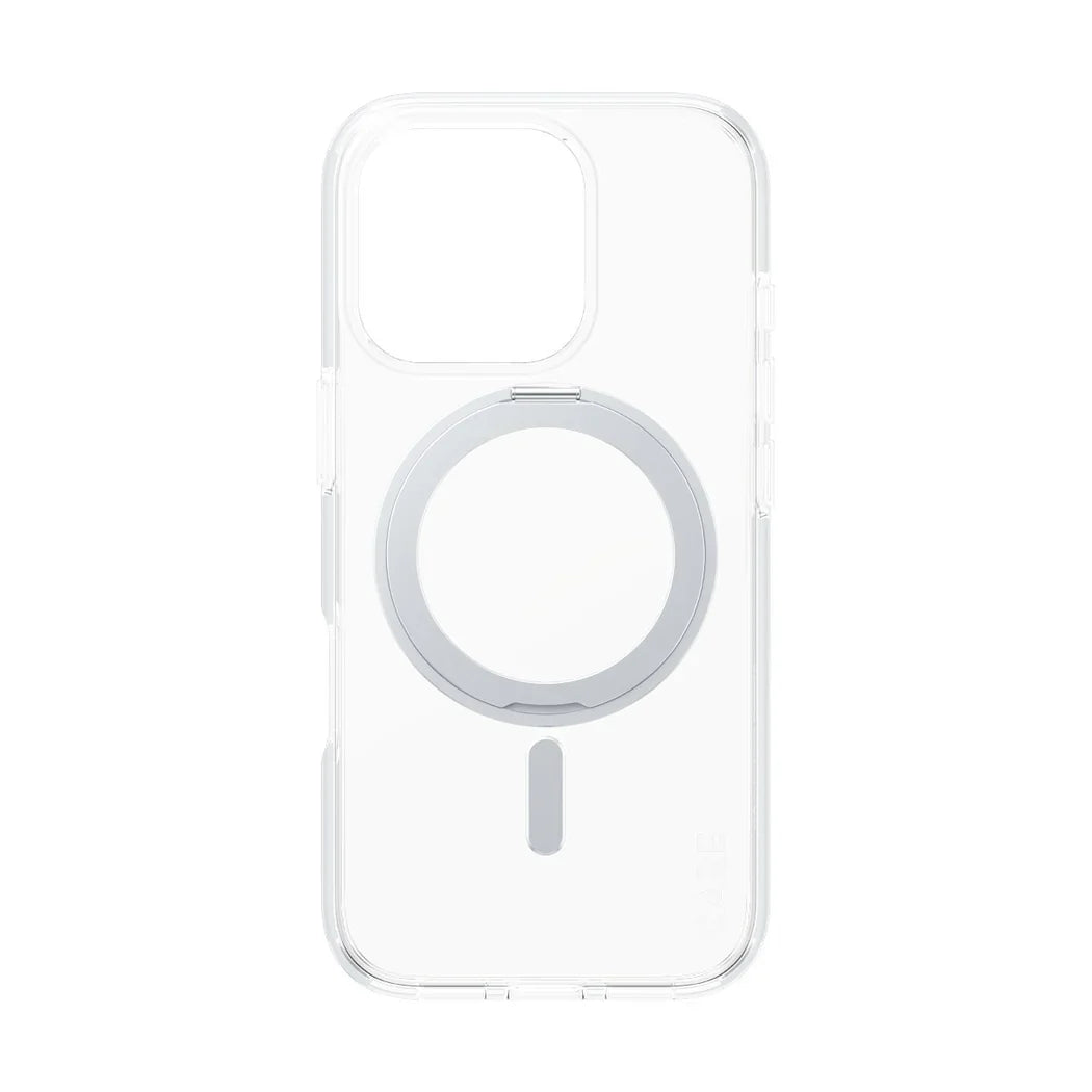 Care by PanzerGlass Feature Kickstand Case - etui ze stojakiem kompatybilne z MagSafe do iPhone 16 Pro transparentne srebrne
