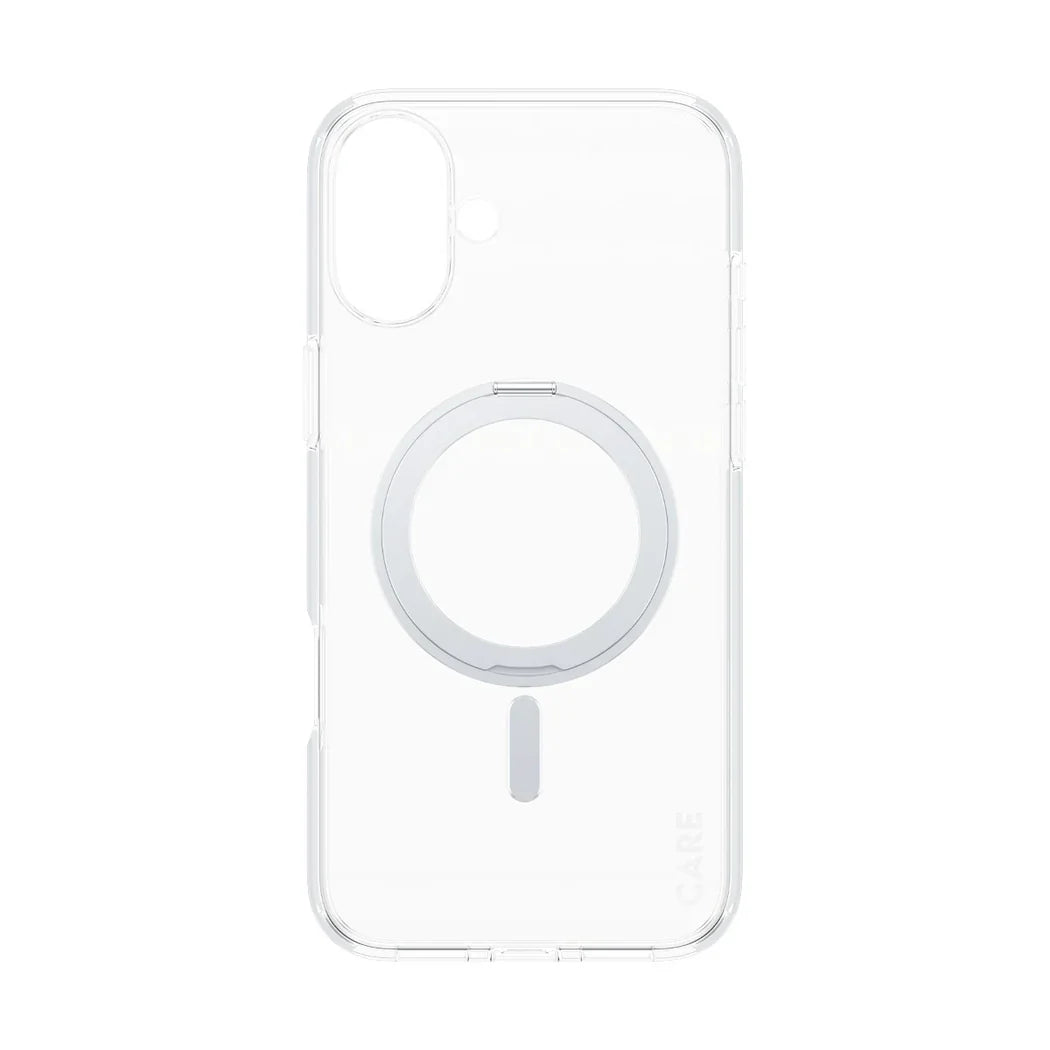 Care by PanzerGlass Feature Kickstand Case - etui ze stojakiem kompatybilne z MagSafe do iPhone 16 Plus transparentne srebrne