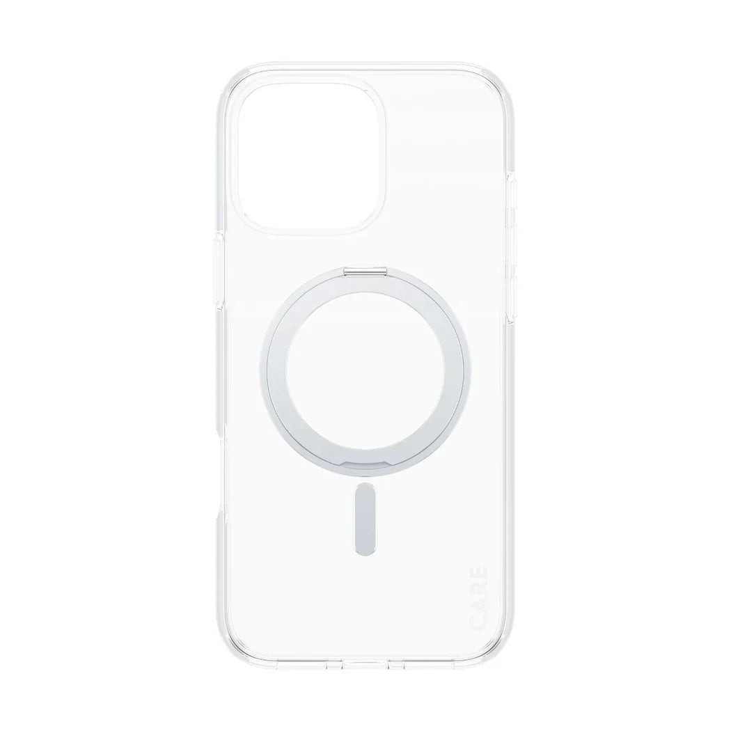 Care by PanzerGlass Feature Kickstand Case - etui ze stojakiem kompatybilne z MagSafe do iPhone 16 Pro Max transparentne srebrne