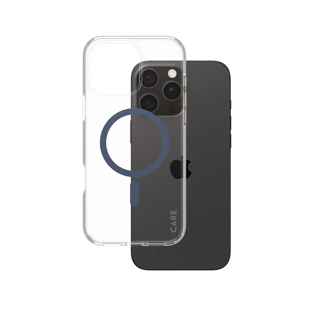 Care by PanzerGlass Flagship Urban Combat Case - etui kompatybilne z MagSafe do iPhone 16 Pro Max transparentne niebieskie