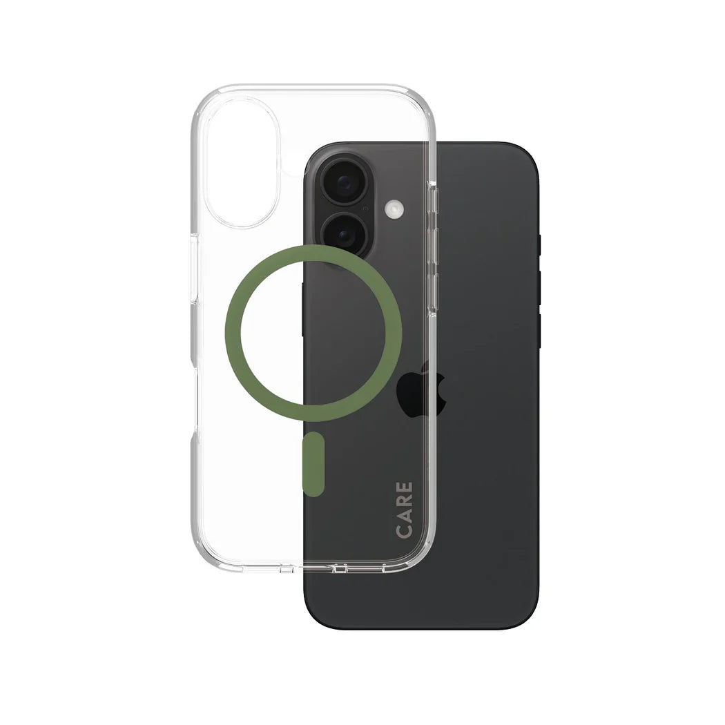 Care by PanzerGlass Flagship Urban Combat Case - etui kompatybilne z MagSafe do iPhone 16 transparentne zielone