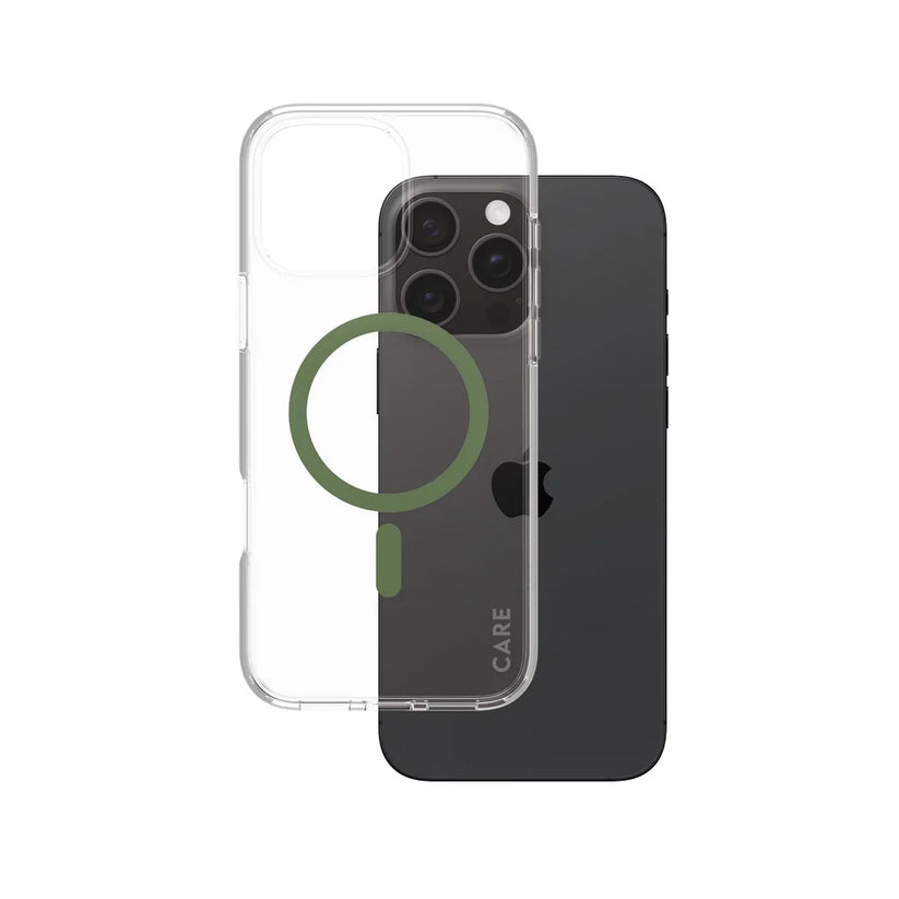 Care by PanzerGlass Flagship Urban Combat Case - etui kompatybilne z MagSafe do iPhone 16 Pro Max transparentne zielone