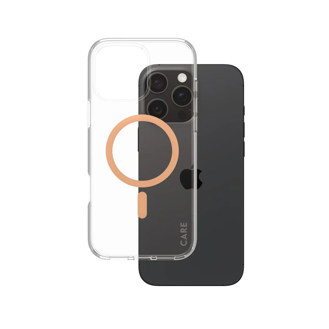 Care by PanzerGlass Flagship Urban Combat Case - etui kompatybilne z MagSafe do iPhone 16 Pro Max transparentne brzoskwiniowe