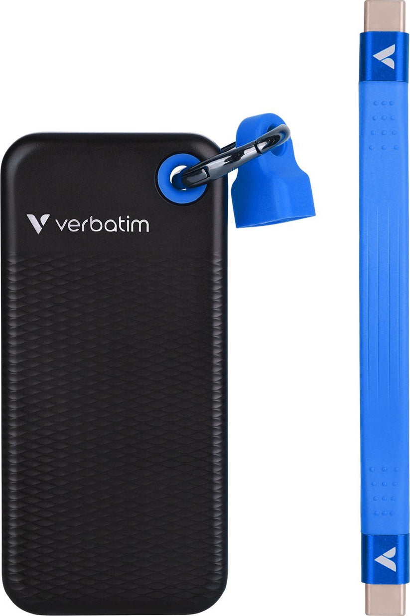 Verbatim Pocket - dysk zewnętrzny SSD 1TB z kablem USB-C 3.2 gen. 2 czarny niebieski