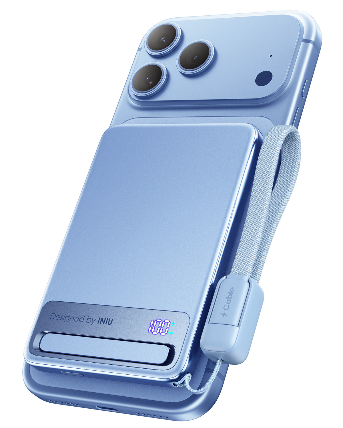 INIU Powerbank MagPro Slim - magnetyczny powerbank bezprzewodowy 5000mAh light blue