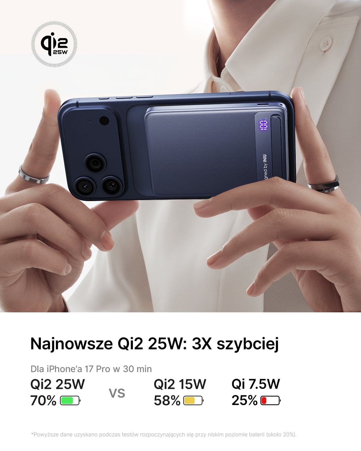 INIU Powerbank MagPro Slim - magnetyczny powerbank bezprzewodowy Qi 2.2 10 000mAh niebieski