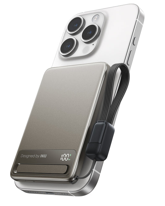 INIU Powerbank MagPro Slim - magnetyczny powerbank bezprzewodowy 5000mAh tytan