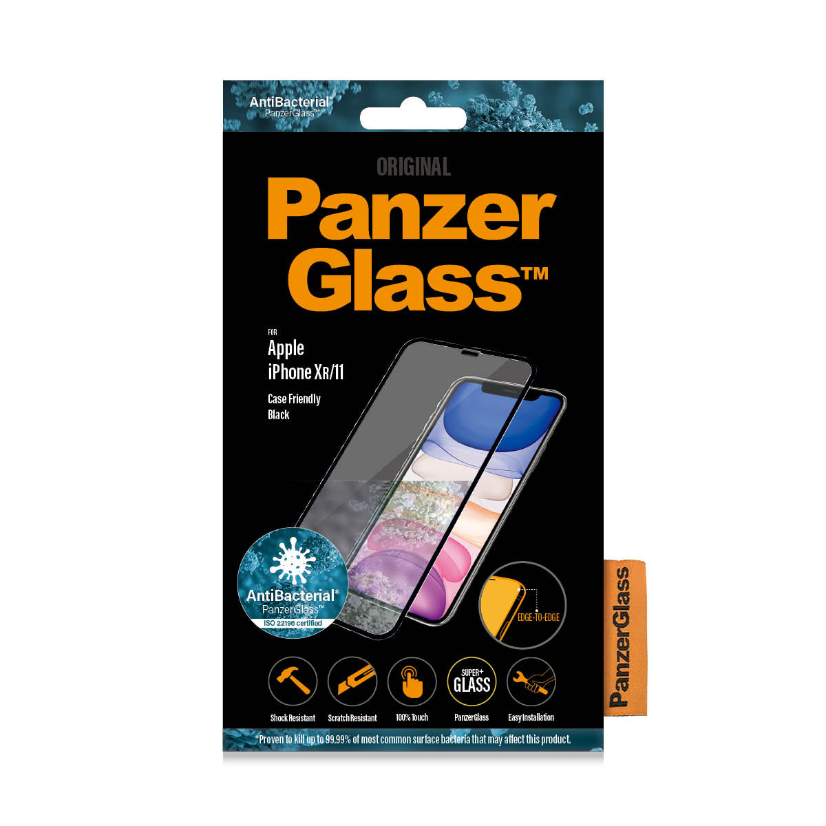 PanzerGlass E2E Super+ Case Friendly - szkło do iPhone XR 11 czarna ramka