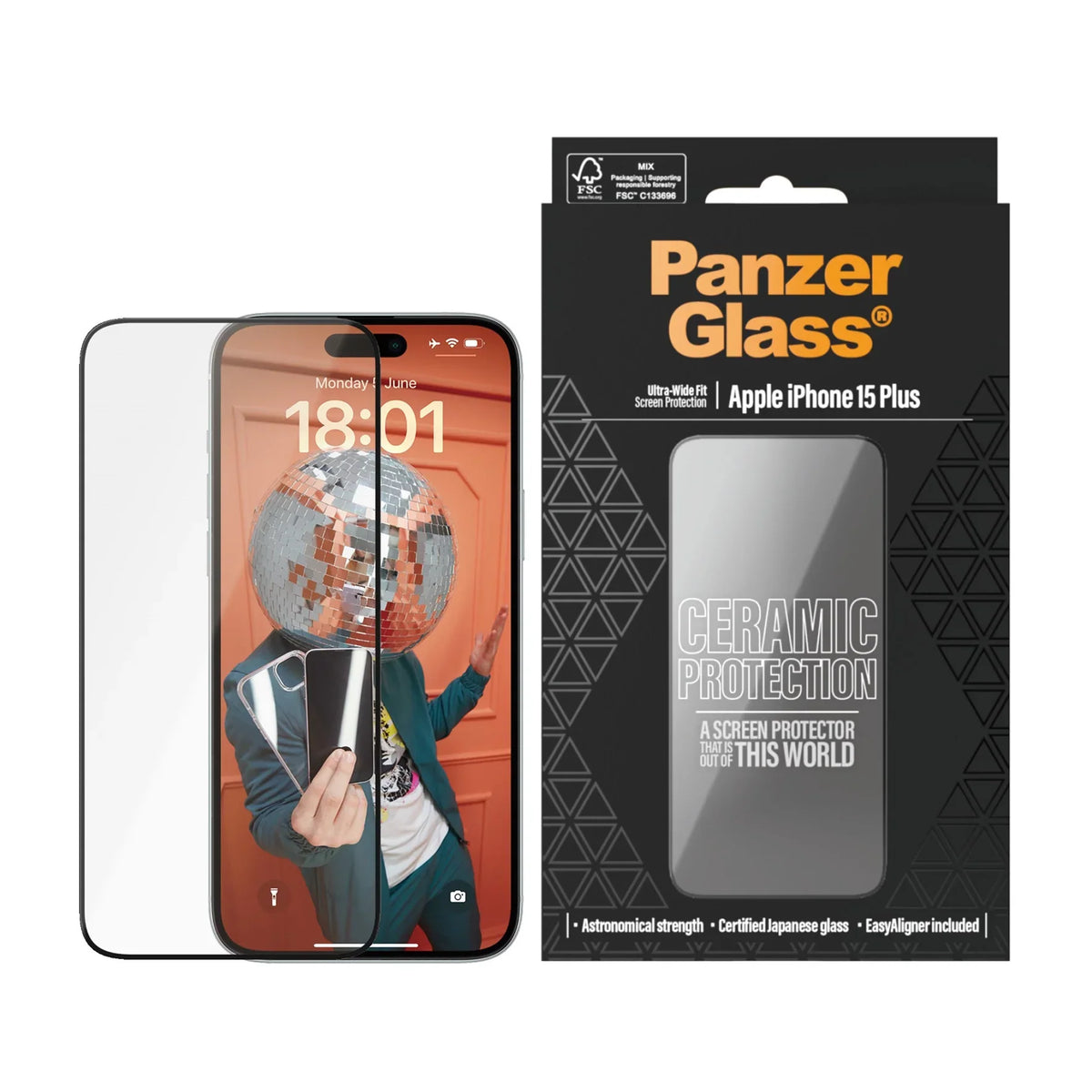 PanzerGlass Ceramic Protection - szkło ceramiczne do iPhone 15 Plus czarna ramka