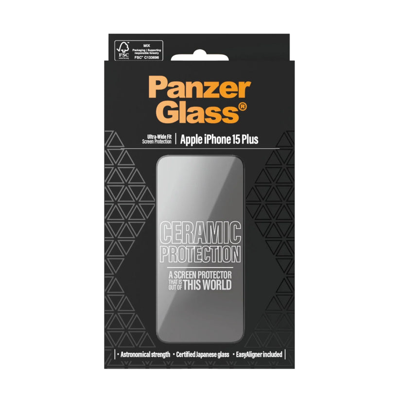 PanzerGlass Ceramic Protection - szkło ceramiczne do iPhone 15 Plus czarna ramka