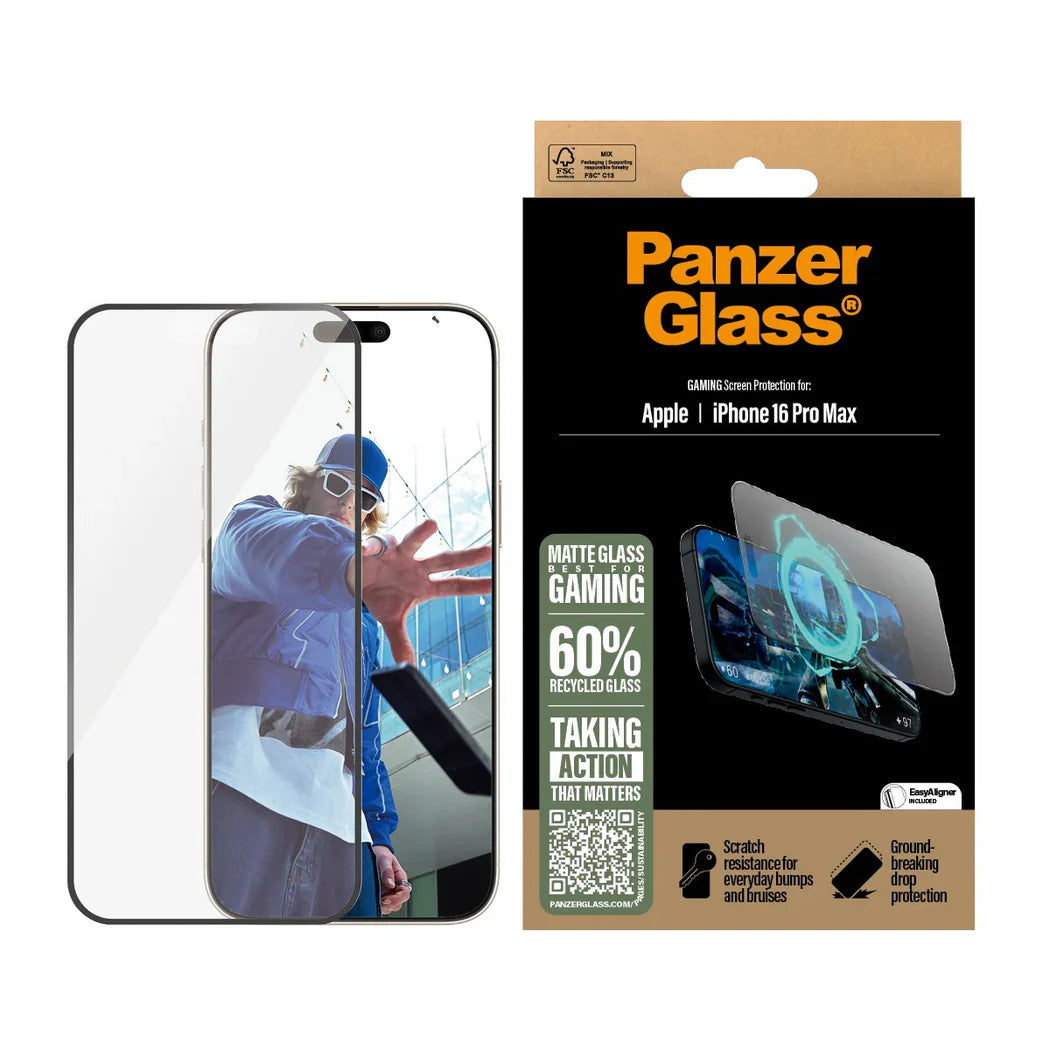 PanzerGlass Gaming Screen Protector Ultra-Wide Fit - szkło do iPhone 16 Pro Max czarna ramka