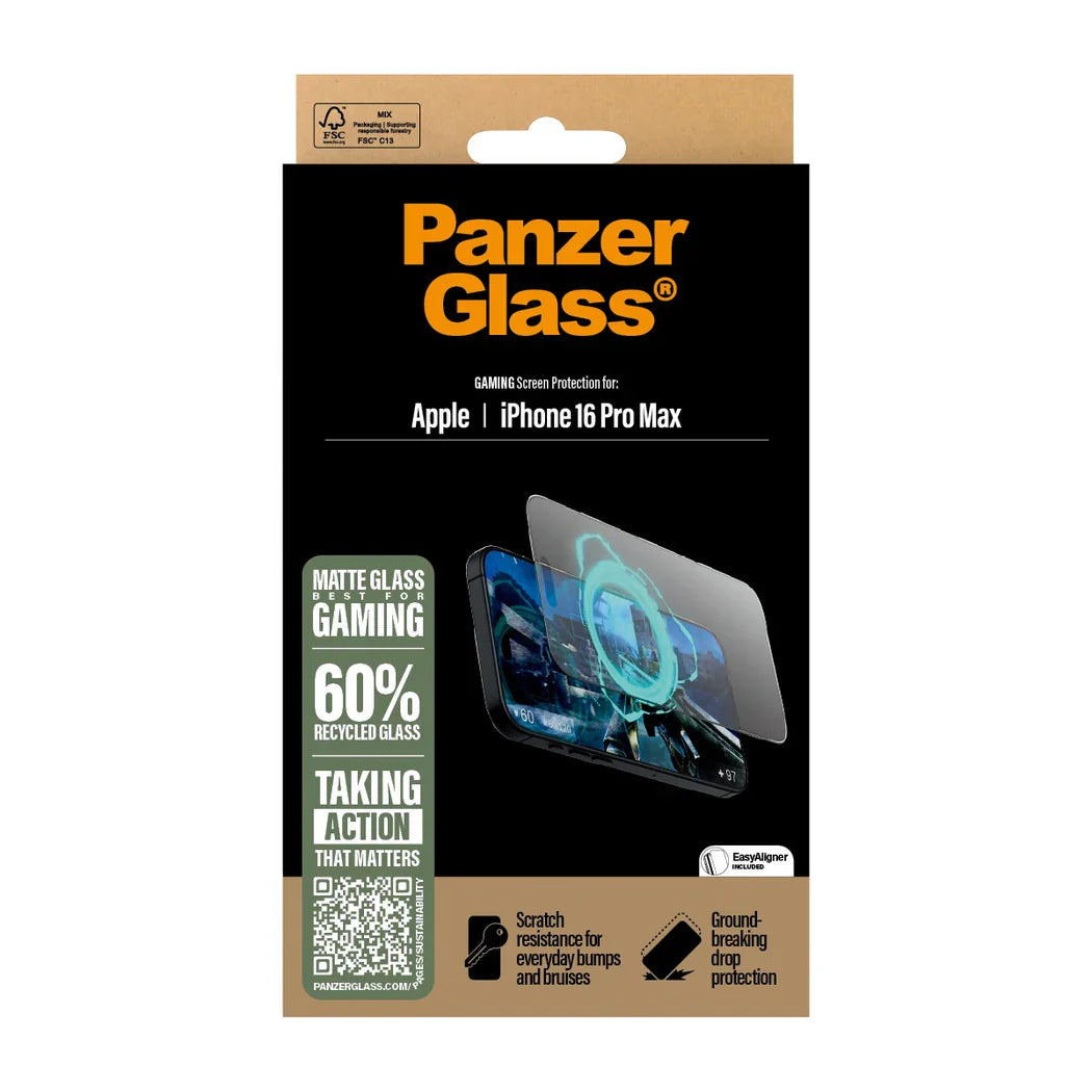 PanzerGlass Gaming Screen Protector Ultra-Wide Fit - szkło do iPhone 16 Pro Max czarna ramka