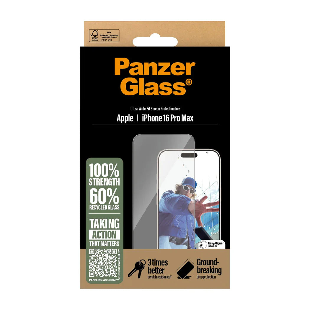 PanzerGlass Screen Protector Ultra-Wide Fit - szkło do iPhone 16 Pro Max czarna ramka