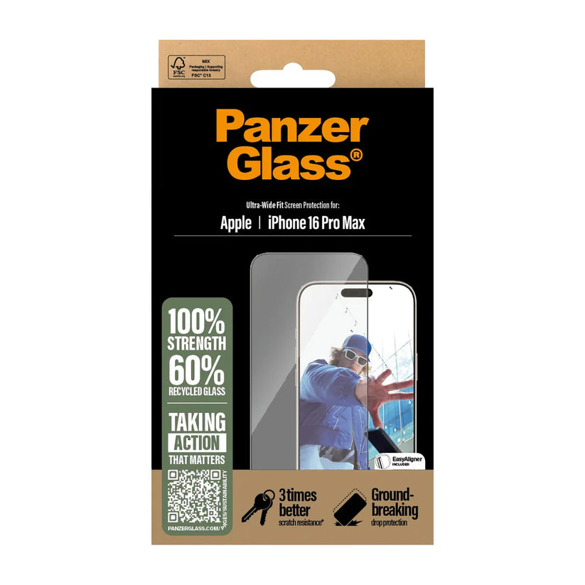 PanzerGlass Screen Protector Ultra-Wide Fit - szkło do iPhone 16 Pro Max czarna ramka