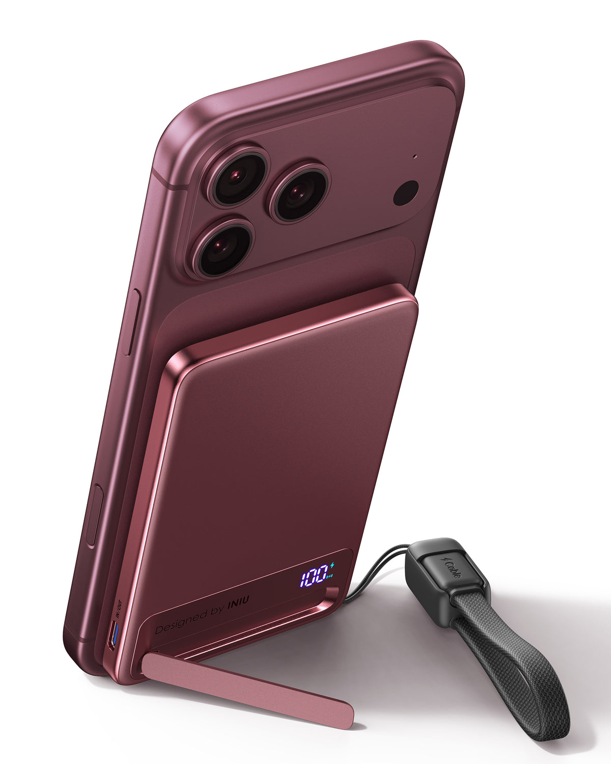 INIU Powerbank MagPro Slim - magnetyczny powerbank bezprzewodowy 5000mAh cherry red