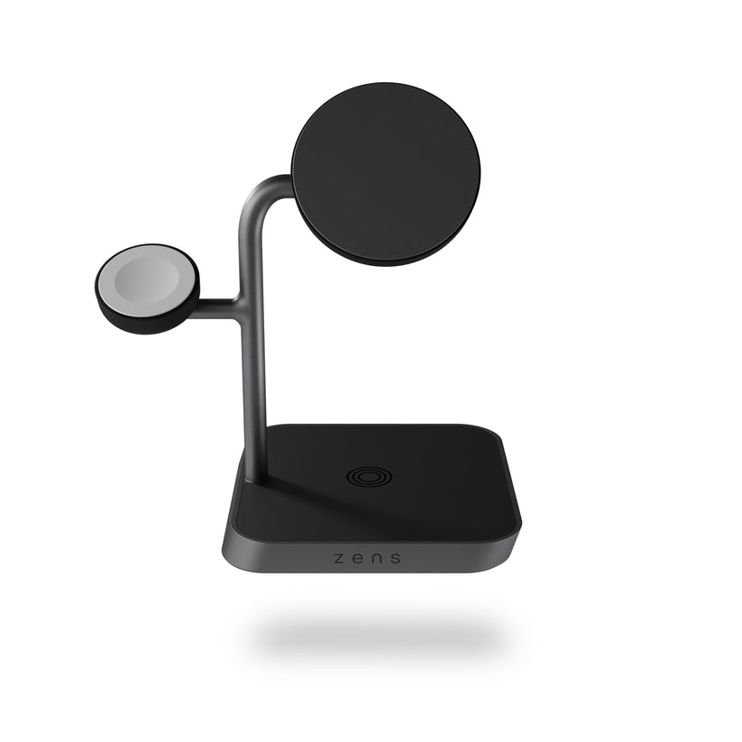 ZENS Office Charger Pro 3 - ładowarka bezprzewodowa Qi2 25W do trzech urządzeń kompatybilna z MagSafe czarna