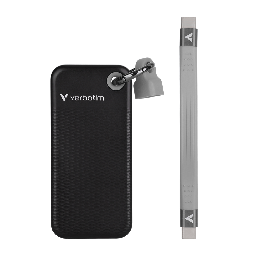Verbatim Pocket - dysk zewnętrzny SSD 1TB z kablem USB-C 3.2 gen. 2 czarny szary