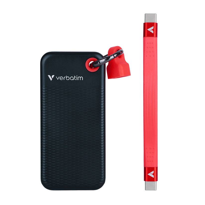 Verbatim Pocket - dysk zewnętrzny SSD 1TB z kablem USB-C 3.2 gen. 2 czarny czerwony