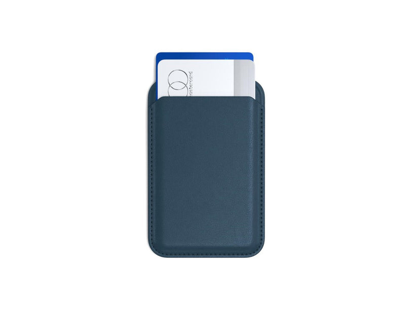Satechi Vegan-Leather Wallet Stand - portfel i podstawka do iPhone'a z wegańskiej skóry kompatybilny z MagSafe niebieski