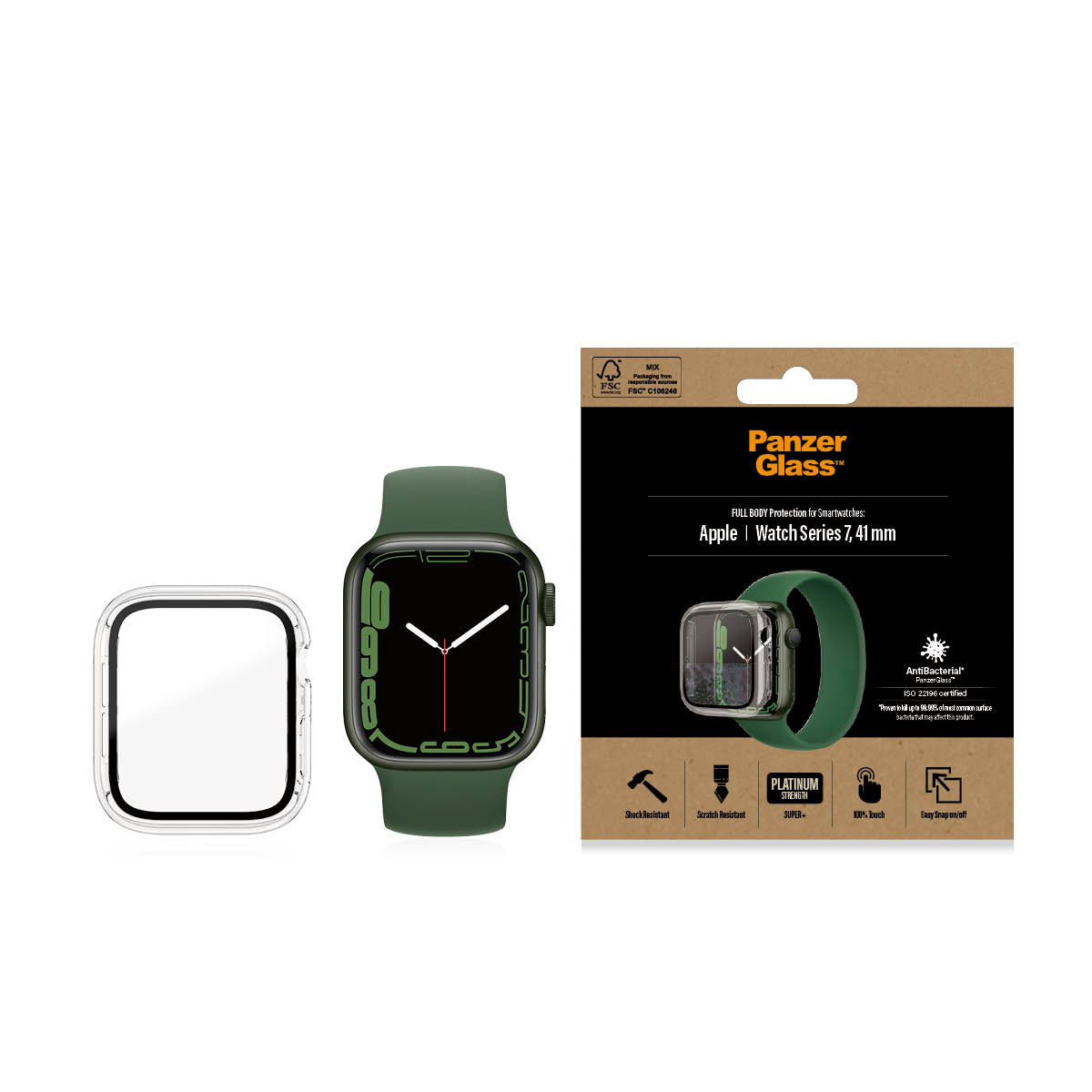 PanzerGlass Full Body - szkło antybakteryjne full body do Apple Watch 7 8 41mm