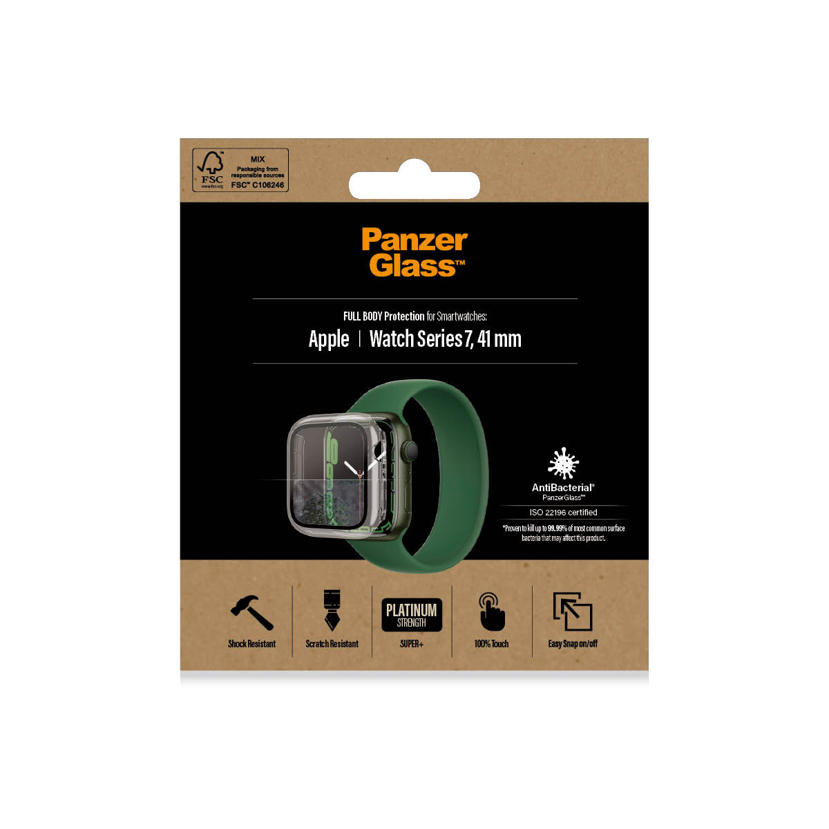 PanzerGlass Full Body - szkło antybakteryjne full body do Apple Watch 7 8 41mm