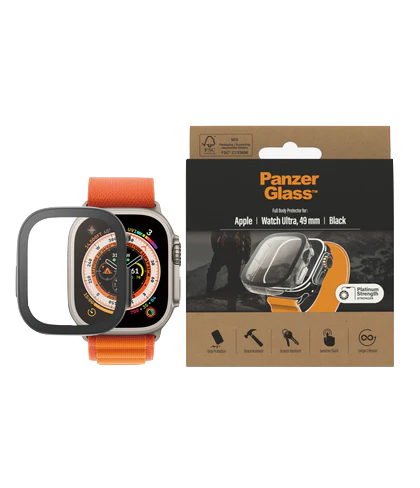 PanzerGlass Full Body - szkło antybakteryjne full body do Apple Watch Ultra Ultra 2 49mm czarna ramka