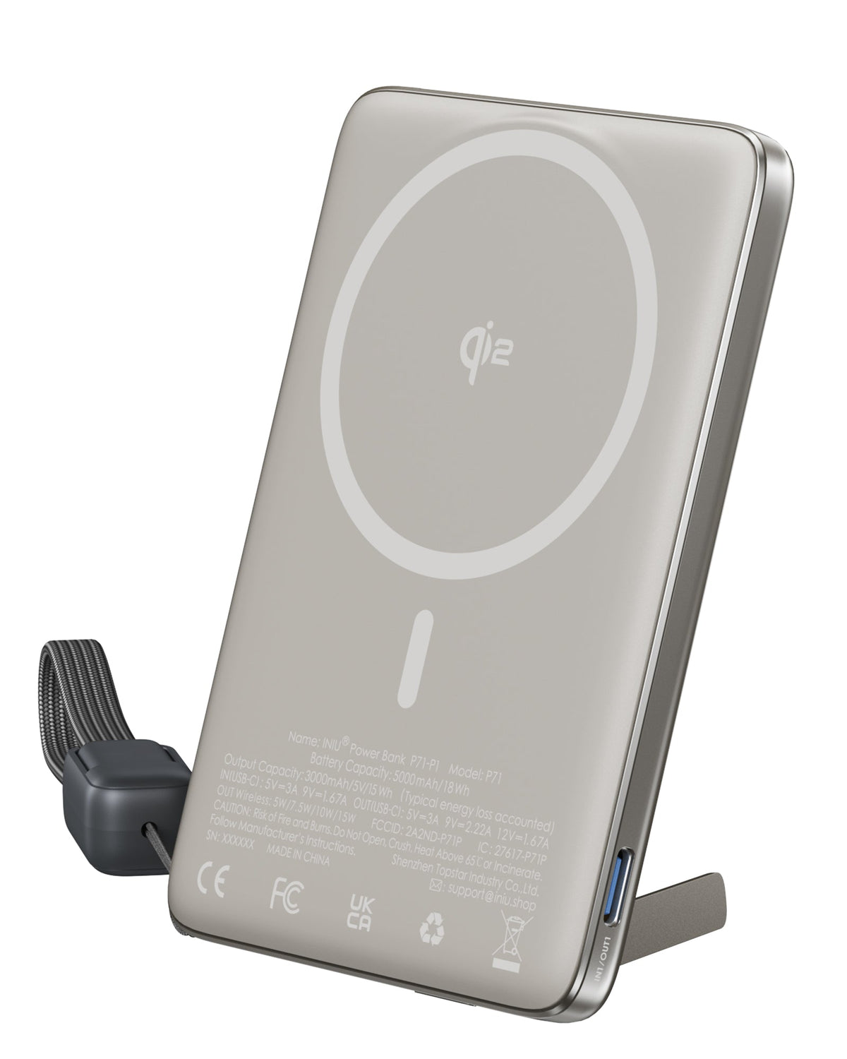 INIU Powerbank MagPro Slim - magnetyczny powerbank bezprzewodowy 5000mAh tytan