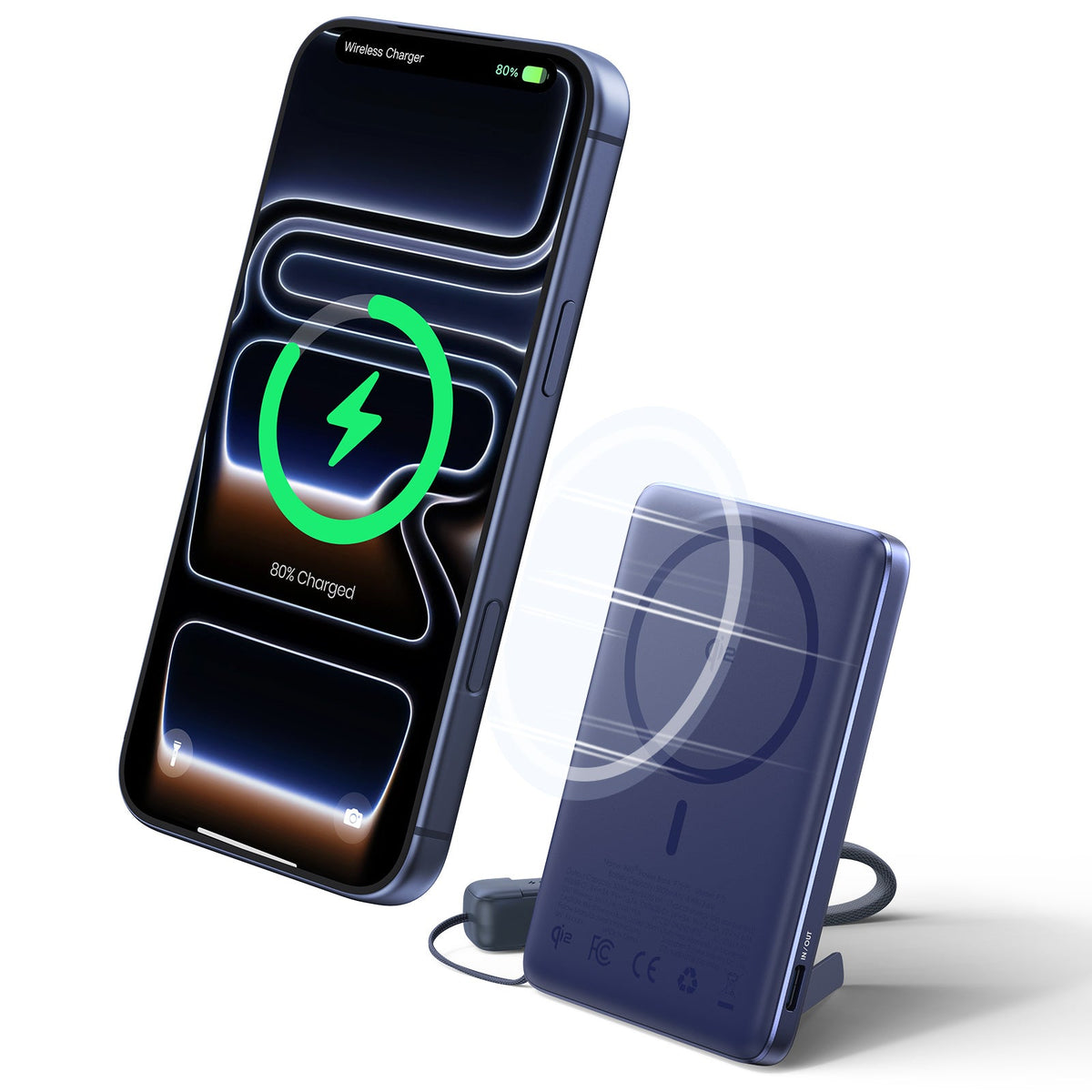 INIU Powerbank MagPro Slim - magnetyczny powerbank bezprzewodowy 5000mAh niebieski