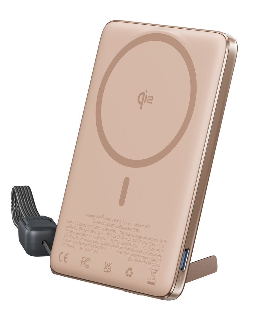 INIU Powerbank MagPro Slim - magnetyczny powerbank bezprzewodowy 5000mAh tytan pustynny