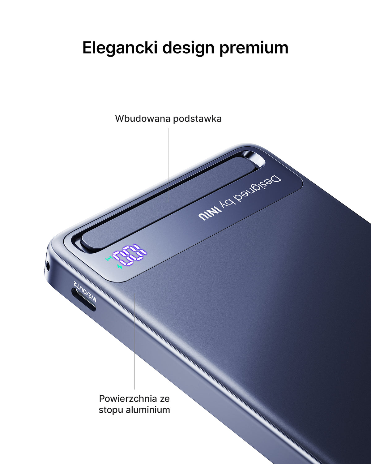 INIU Powerbank MagPro Slim - magnetyczny powerbank bezprzewodowy Qi 2.2 10 000mAh niebieski