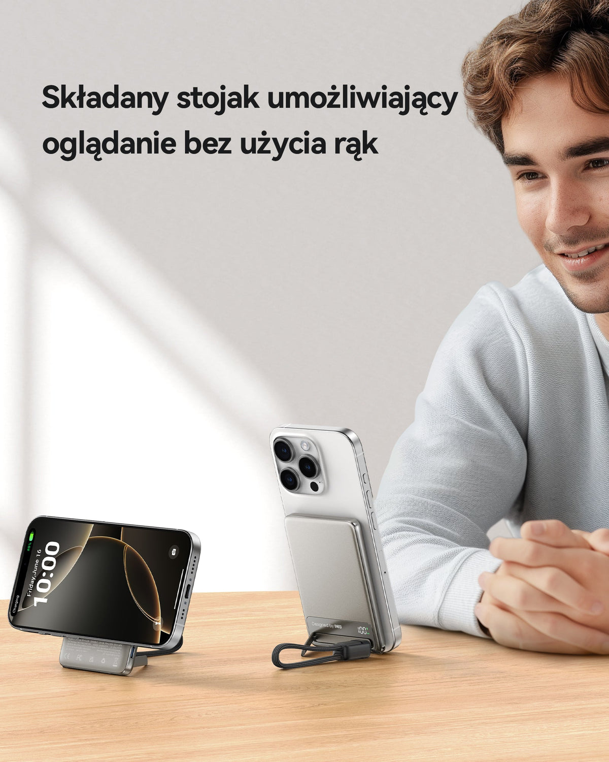INIU Powerbank MagPro Slim - magnetyczny powerbank bezprzewodowy 5000mAh tytan